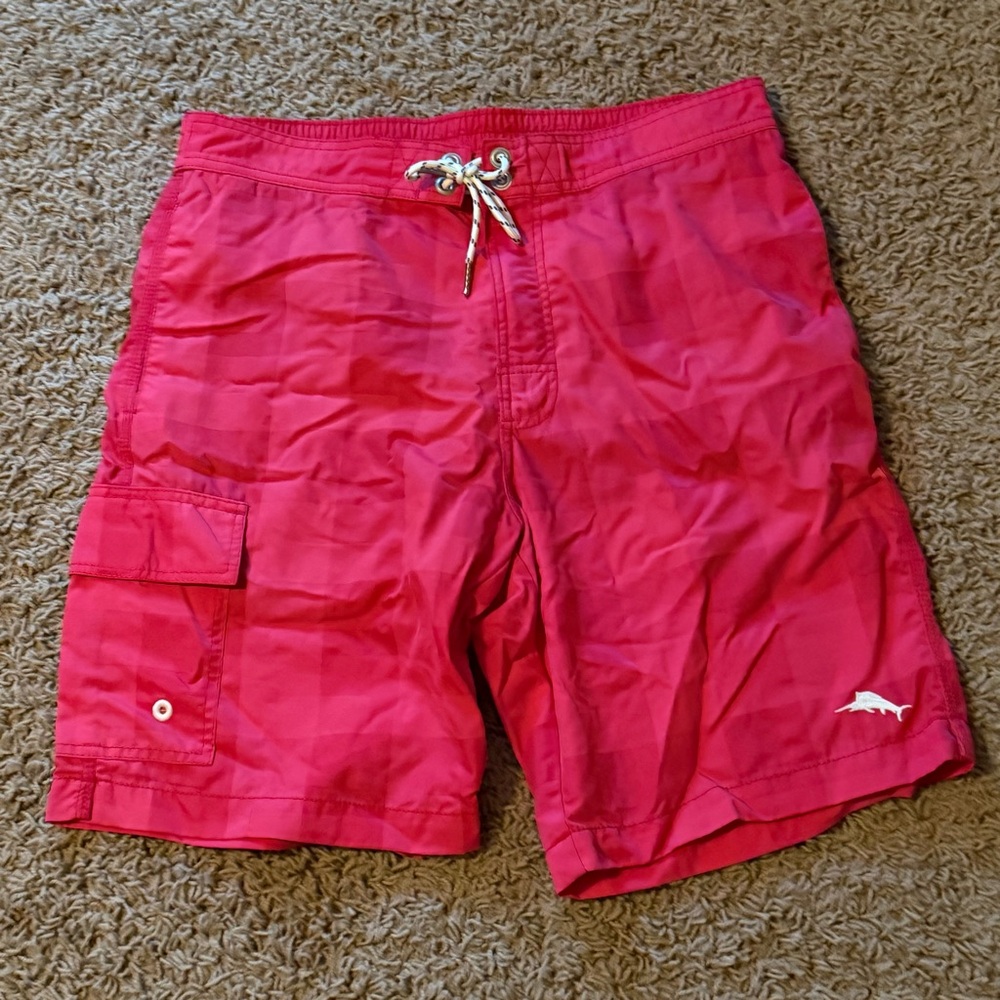 Mens Tommy Bahama Red Swim Trunks Shorts Sz L *